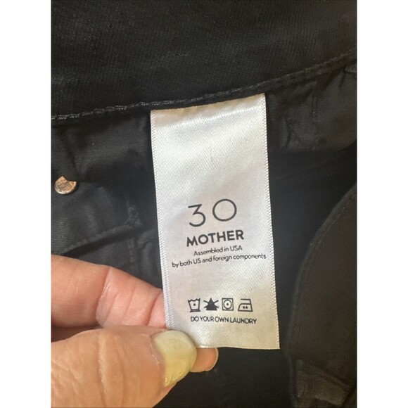Mother Size 30 Insider Crop Two Step Fray Black Jeans Guilty Party Racer Stretch - Picture 7 of 13